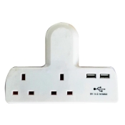 DENCON  SOCKET ADAPTOR2 WAY 13A WITH 2 USB PORTS