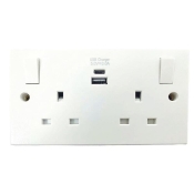 DENCON  SWITCH SOCKET 13A 2 GANG USB A/C PORTS