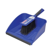 FAI/FULL DUSTPAN & BRUSH SET PLASTIC - BLUE LRG