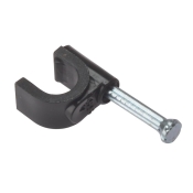 F/FIX   CABLE CLIP ROUND COAX BLACK 6-7MM BOX100