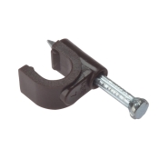 F/FIX   CABLE CLIP ROUND COAX BROWN 6-7MM BOX100
