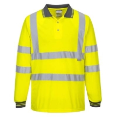 S277 Portwest Hi Vis Yellow Long Sleeve Polo