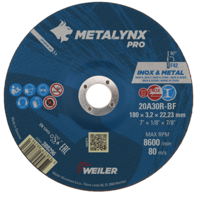 Metalynx PRO 180 x 3.2 x 22mm INOX A36 T BF80 DPC 