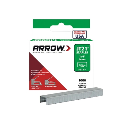 ARROW   214   STAPLES JT21 T27 (1000) 6MM 1/4IN