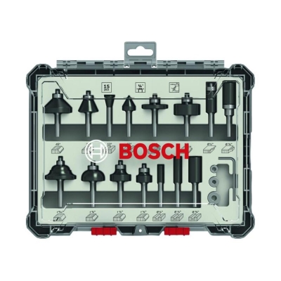 BOSCH   RB SET 15PC MIXED 1/4IN SHANK SET