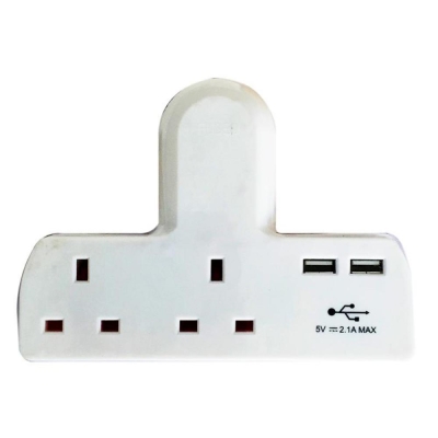 DENCON  SOCKET ADAPTOR2 WAY 13A WITH 2 USB PORTS