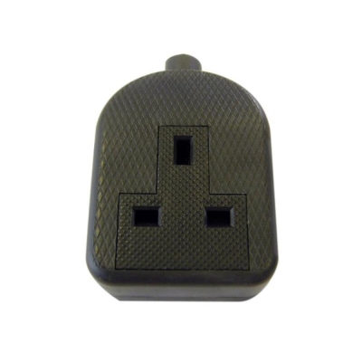 DENCON  TRAILING SOCKET 13A 1 GANG BLACK