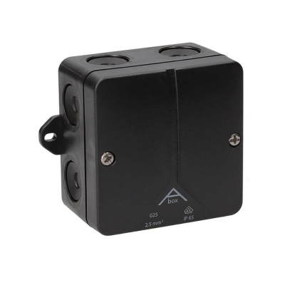 DENCON  IP65 JUNCTION BOX BLACK 80 X 80MM