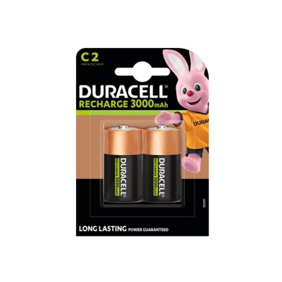 DURACELL  C SIZE 3000MAH RECHARGE, PK2