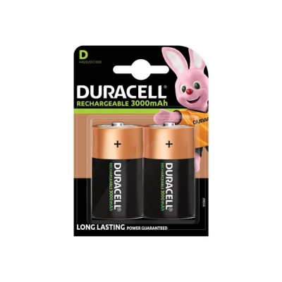 DURACELL D SIZE 3000MAH RECHARGE, PK 2