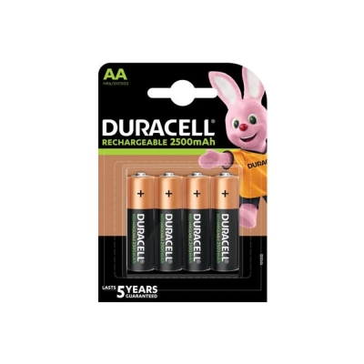 DURACELL AA 2500MAH RECHARGE, PACK OF 4