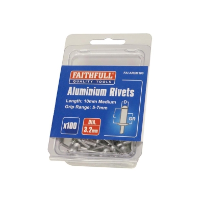 FAI/FULL ALUMINIUM RIVETS (100)  3MM MEDIUM