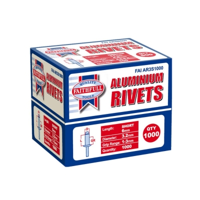 FAI/FULL ALUMINIUM RIVETS (1000) 3MM SHORT