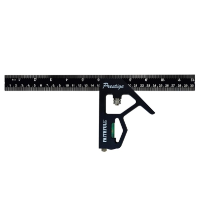 FAI/FULL BLACK ALUMINIUM 300MM/12IN COMBI SQUARE