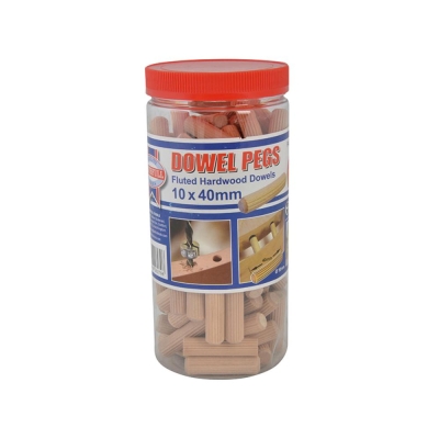 FAI/FULL WOOD DOWELS FLUTED 40 X 10MM (TUB 100)