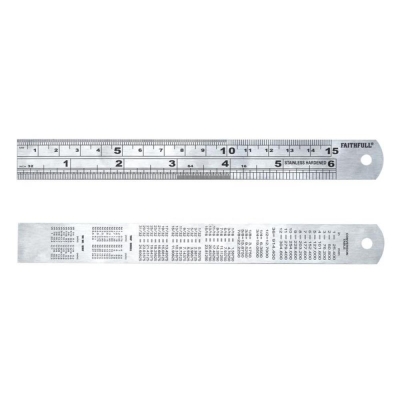 FAI/FULL STAINLESS STEEL RULE 150MM/6IN X 19MM