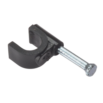 F/FIX   CABLE CLIP ROUND COAX BLACK 6-7MM BOX100