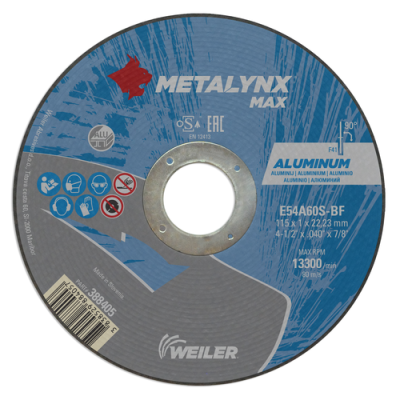 Metalynx ALUMINIUM Cutting Wheel 115 x 1 x 22 A60S 