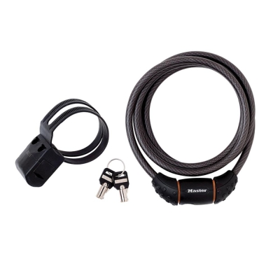M/LOCK  BRAIDED STEEL CABLE 1.8MX10MM BLK KEYED
