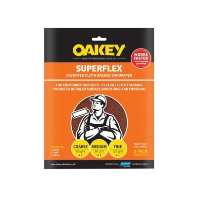 OAKEY    SUPERFLEX SHEETS (3) ASSTD        26734