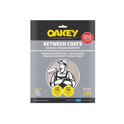 OAKEY    BETWEEN COATS S/PAPER FIN SHTS(3) 16760