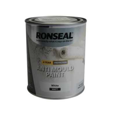 RONSEAL 6 YEAR ANTI MOULD PAINT WHITE MATT 750ML