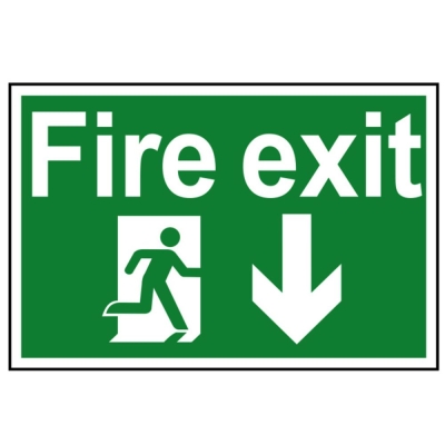 SCAN    SIGN FIRE EXIT RUNNING MAN ARROW DOWN