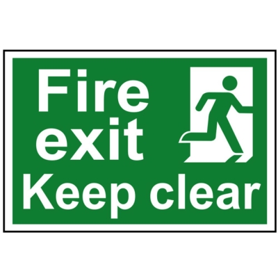 SCAN    SIGN FIRE EXIT KEEP CLEAR 300 X 200MM