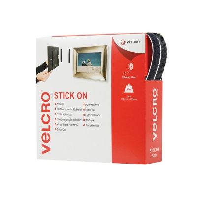 VELCRO   STICK ON TAPE 20MM X 10M BLACK