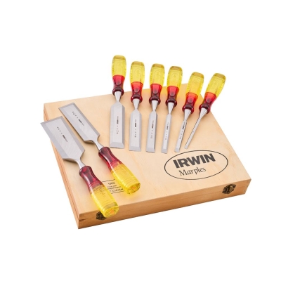 IRWIN   CHISEL SET (8) IN WOODEN DISPLAY BOX